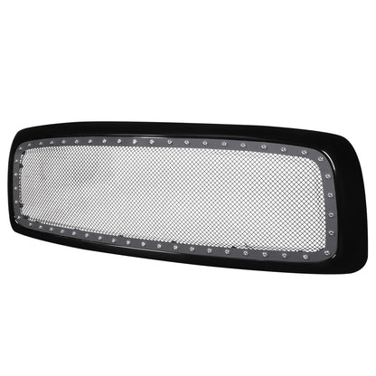 2002-2005 Dodge RAM 1500/ 2003-2005 RAM 2500/3500 Glossy Black 1PC Rivet Mesh Style Front Grille