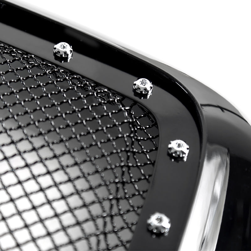 2006-2008 Dodge RAM Glossy Black ABS Rivet Style Grille w/ Stainless Steel Mesh