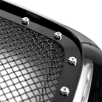 2006-2008 Dodge RAM Glossy Black ABS Rivet Style Grille w/ Stainless Steel Mesh