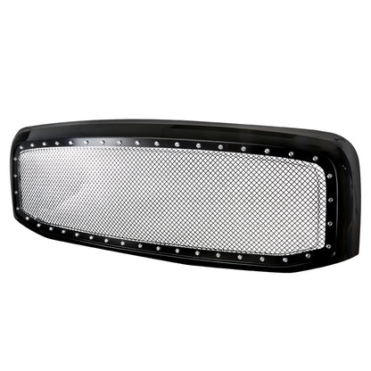 2006-2008 Dodge RAM Glossy Black ABS Rivet Style Grille w/ Stainless Steel Mesh