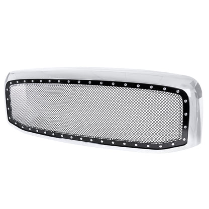 2006-2008 Dodge RAM Chrome ABS Rivet Style Grille w/ Stainless Steel Mesh