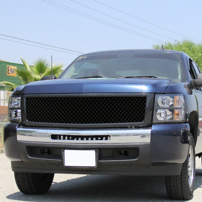 2007-2013 Chevrolet Silverado 1500 Glossy Black ABS Honeycomb Mesh Grille