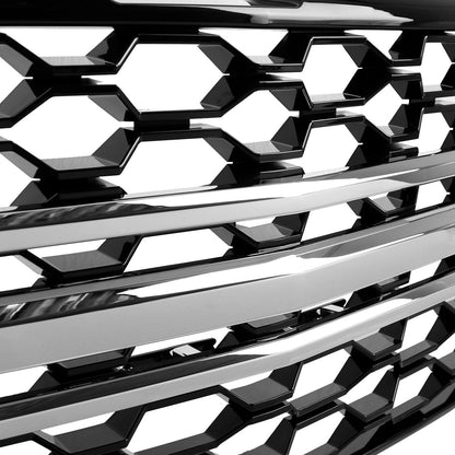 2019-2022 Chevrolet Silverado 1500 LT Glossy Black Honeycomb Hood Grille w/ Chrome Trim