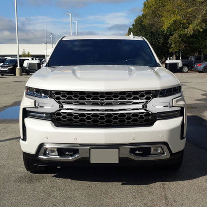 2019-2022 Chevrolet Silverado 1500 LT Glossy Black Honeycomb Hood Grille w/ Chrome Trim