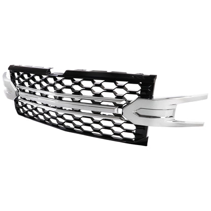 2019-2022 Chevrolet Silverado 1500 LT Glossy Black Honeycomb Hood Grille w/ Chrome Trim