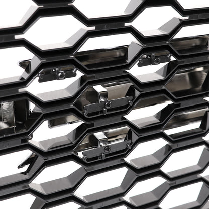 2019-2022 Chevrolet Silverado 1500 WT Glossy Black Honeycomb Hood Grille w/ Chrome Trim