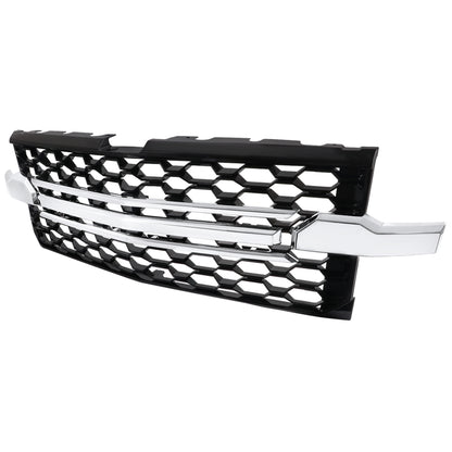 2019-2022 Chevrolet Silverado 1500 WT Glossy Black Honeycomb Hood Grille w/ Chrome Trim