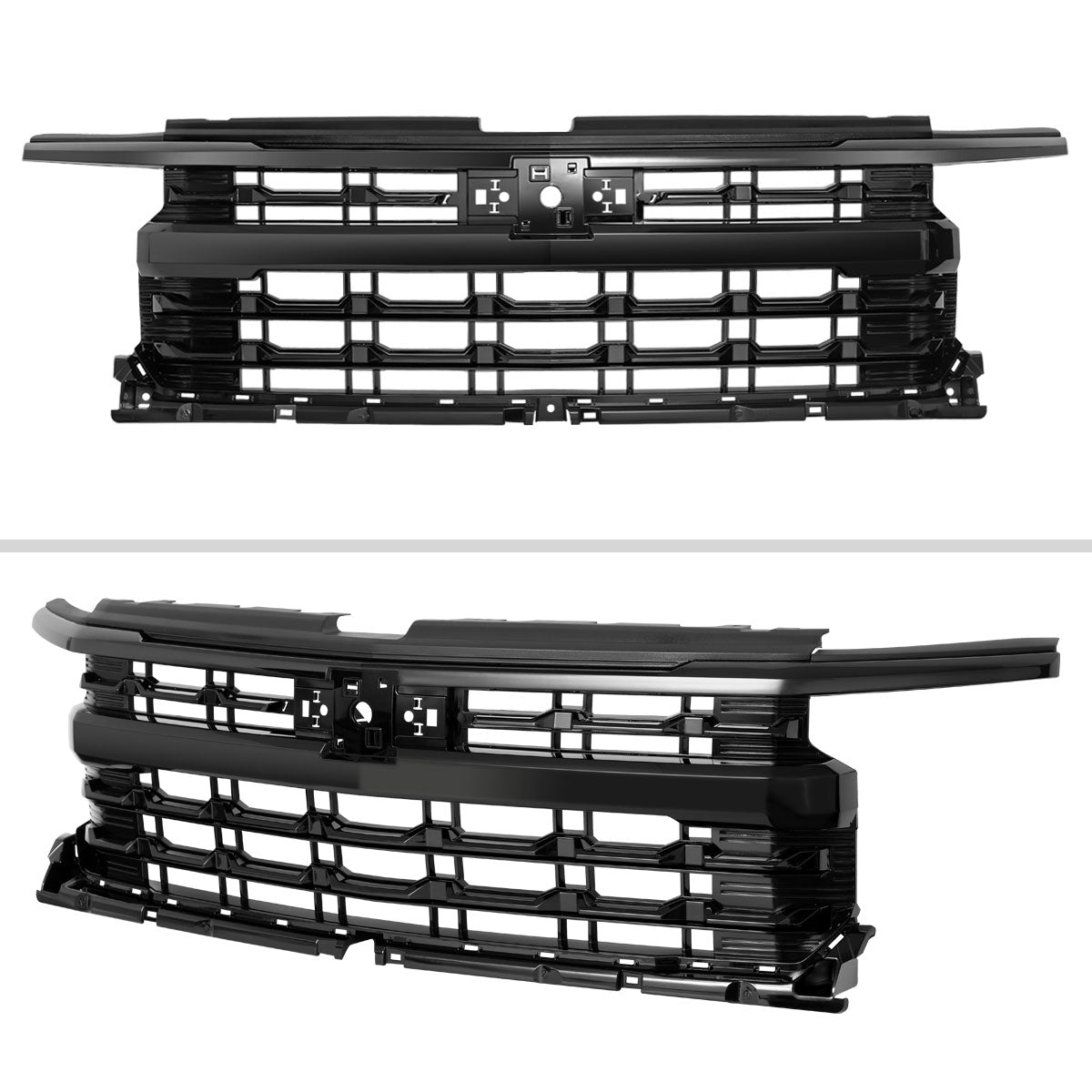 2022-2026 Chevrolet Silverado 1500 Glossy Black Mesh Front Upper Hood Grille
