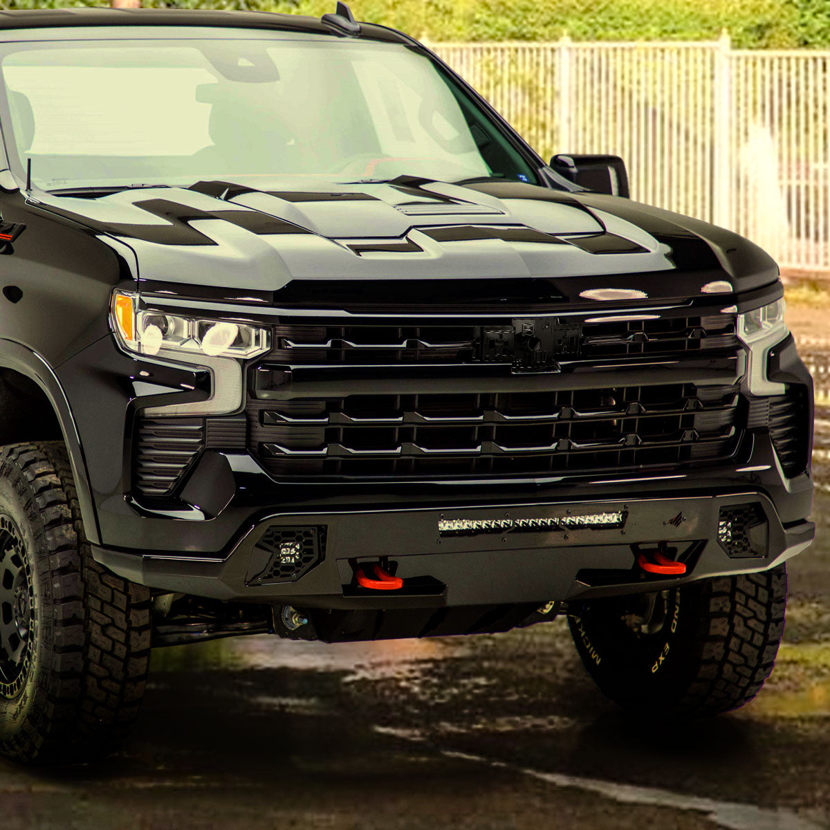 2022-2026 Chevrolet Silverado 1500 Glossy Black Mesh Front Upper Hood Grille
