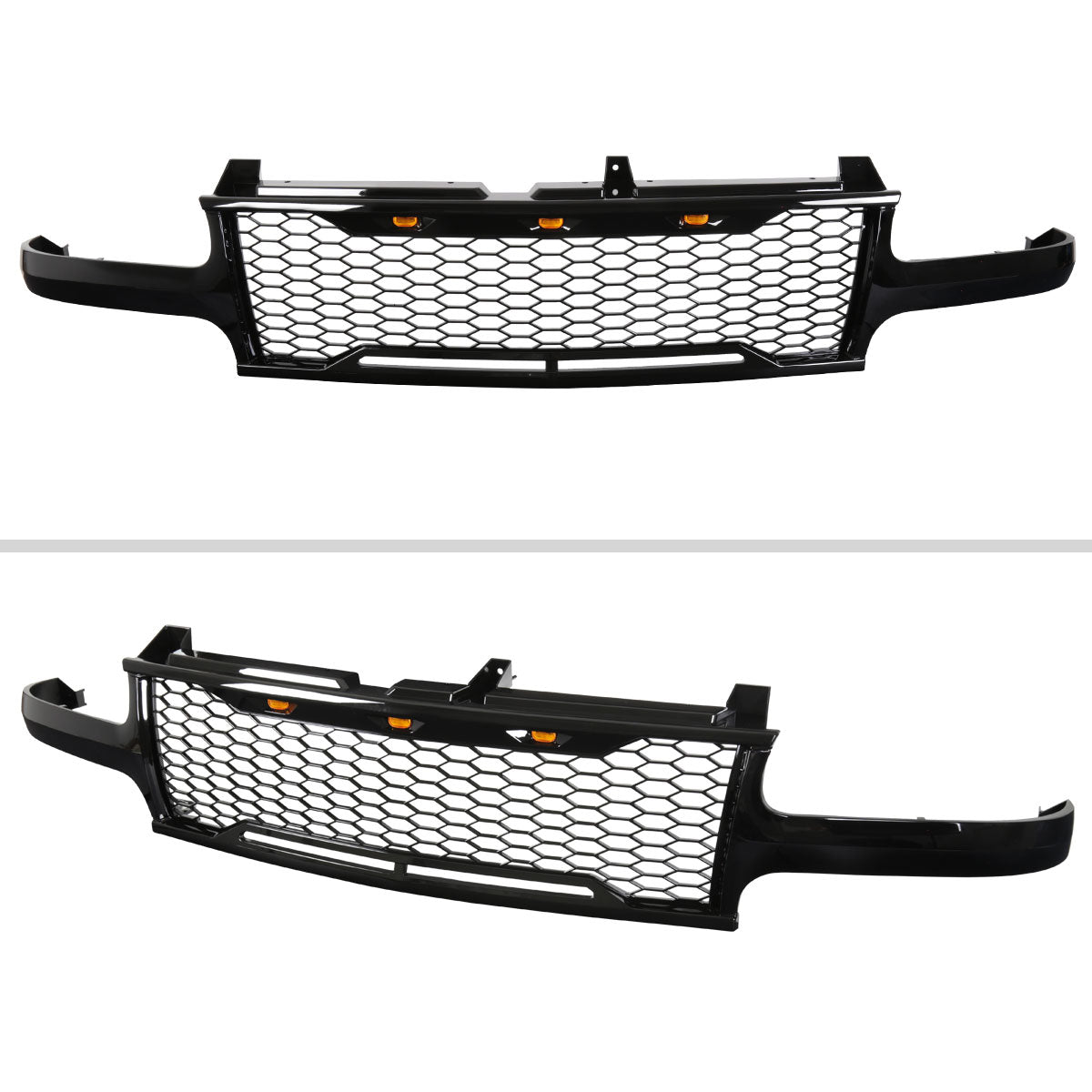1999-2002 Chevrolet Silverado 1500/2000-2006 Tahoe/Suburban Glossy Black Mesh Replacement Grille w/ LED Lights