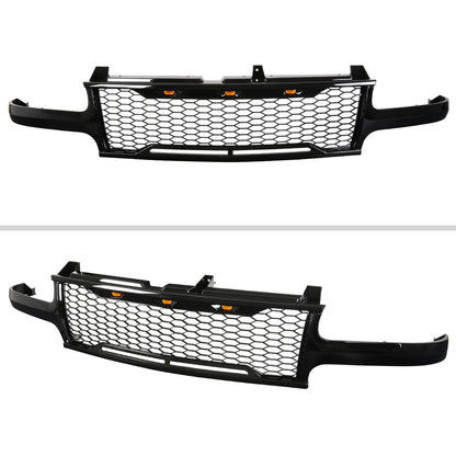 1999-2002 Chevrolet Silverado 1500/2000-2006 Tahoe/Suburban Glossy Black Mesh Replacement Grille w/ LED Lights