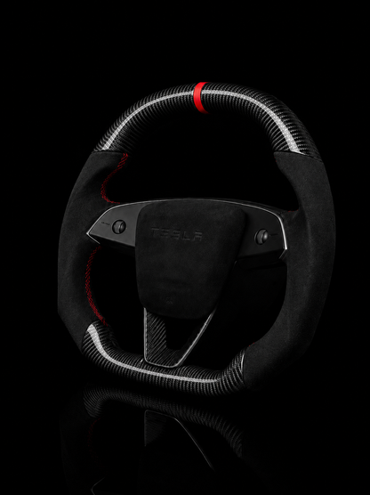 TESLA MODEL 3 HIGHLAND ALCANTARA FLAT BOTTOM SUPERNOVA GLOSS CARBON STEERING WHEEL