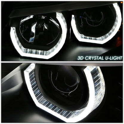 96-03 BMW 5 Series 3D Crystal Halo Projector LED Headlights Black