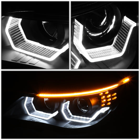 04-07 BMW E60 5-SERIES PROJECTOR HEADLIGHTS BLACK LED SIGNAL 3D HALO DRL