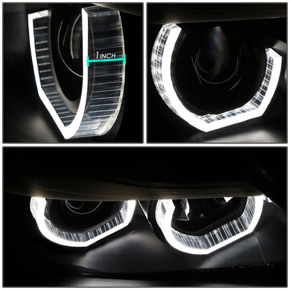 2006-2012 BMW 3-Series 3D Crystal Halo Projector LED Headlights Black