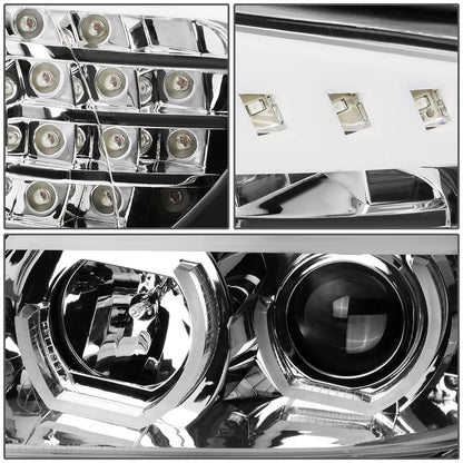 06-12 BMW 3-Series E90 3D Crystal Halo Projector LED Headlights Chrome