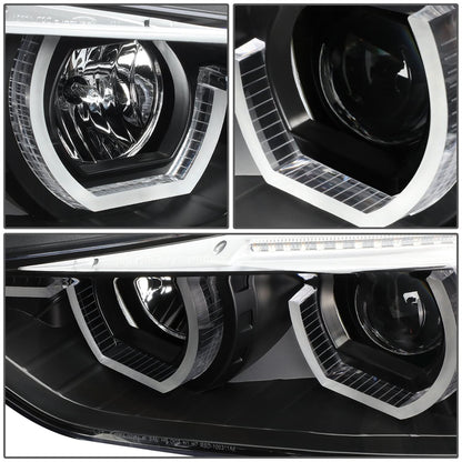 2012-2016 BMW F30 3-Series 3D LED Bar Headlights Black Housing