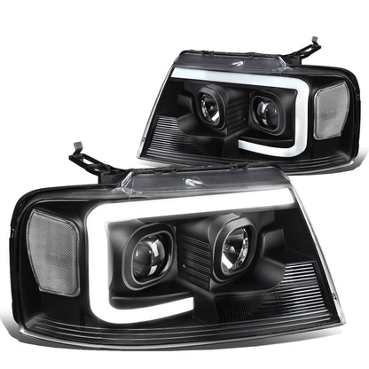 2004-2008 Ford F-150 3D LED C-Bar Headlights Black Housing Clear Corner