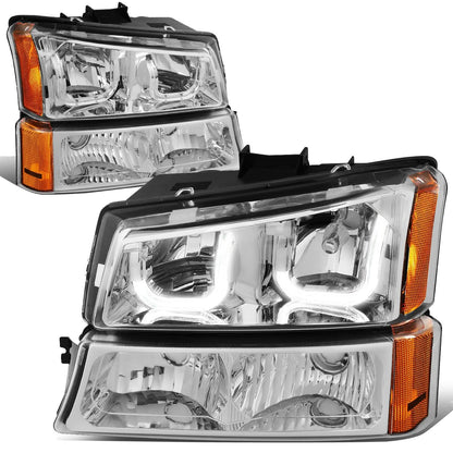 03-07 Chevrolet Silverado / Avalanche J-Halo LED DRL Headlights Chrome