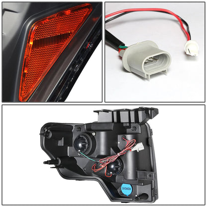 2009-2014 Ford F-150 LED Halo Projector Headlights - Black Housing