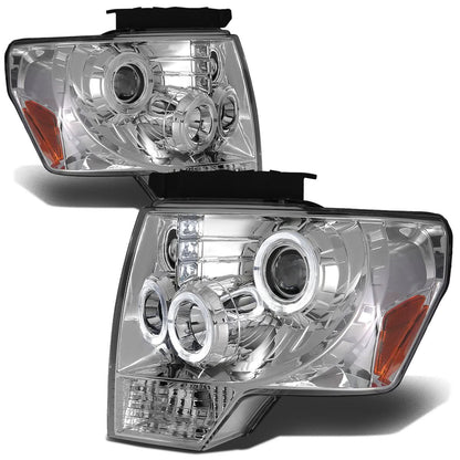 09-14 Ford F-150 LED Halo Projector Headlights Chrome Housing