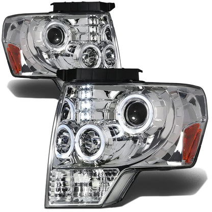 09-14 Ford F-150 LED Halo Projector Headlights Chrome Housing