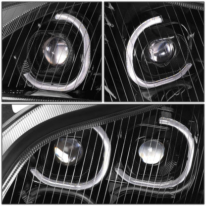 04-12 Freightliner M2 Projector LED DRL Headlights - Black Housing