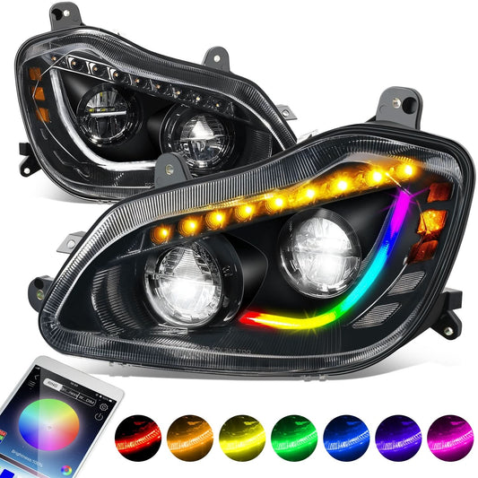 2013-2021 Kenworth T680 Full LED Sequential Turn Signal Headlights