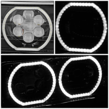 2018-2023 Volvo VNL/VNR White Halo Ring Headlights - Black
