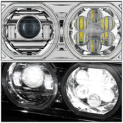 2018-2023 Volvo VNL/VNR White Halo Ring Chrome Headlights