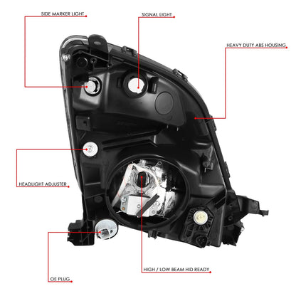 2006-2009 Toyota Prius HID Xenon Headlights Black Housing Clear Corner
