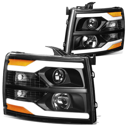 07-13 Chevrolet Silverado LED DRL Headlights - Black Housing