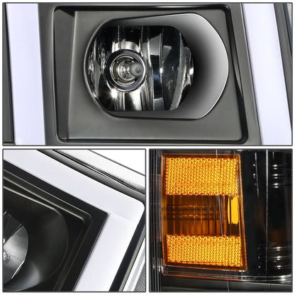 07-14 Chevrolet Silverado Rectangle LED DRL Headlights Black Housing