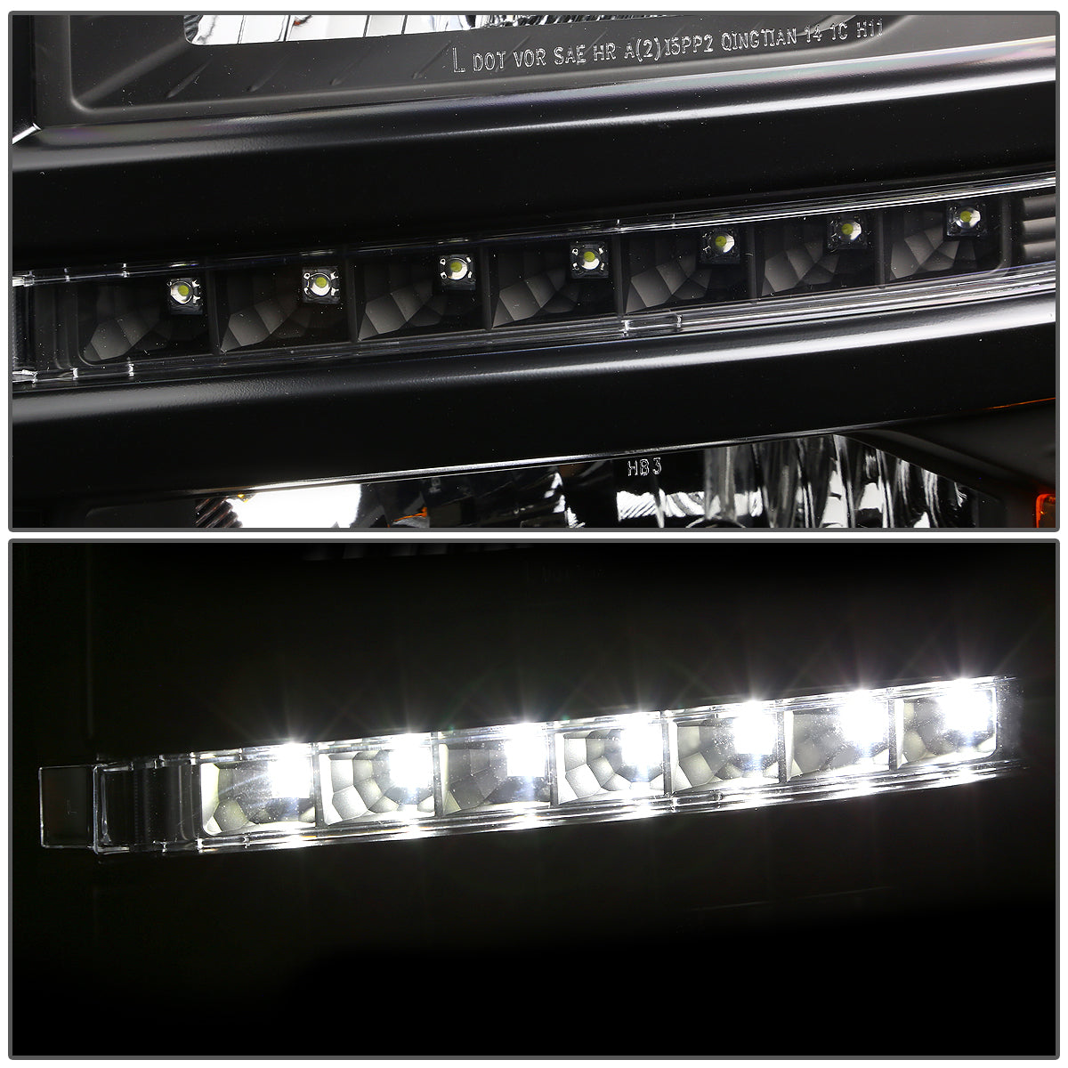 2014-2015 CHEVY SILVERADO BLACK AMBER PROJECTOR HEADLIGHT/LAMP W/LED DRL