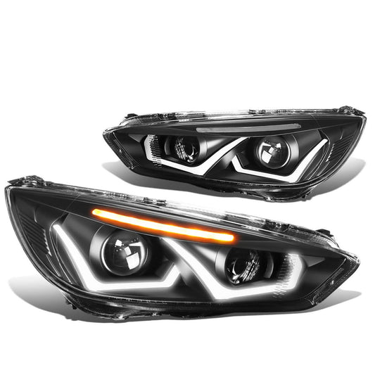 2015-2017 Ford Focus LED Dual Halo Projector Headlights Black