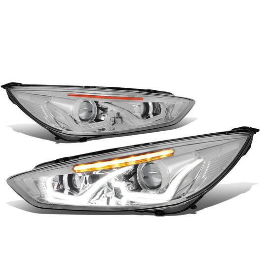2015-2017 Ford Focus LED Dual Halo Projector Headlights Chrome