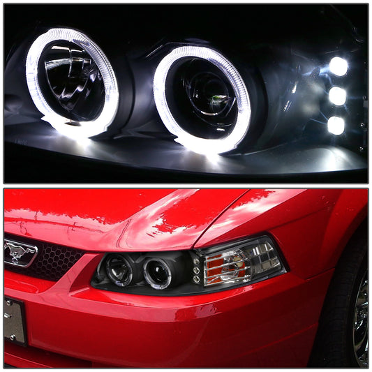 99-04 FORD MUSTANG BLACK AMBER PROJECTOR HEADLIGHT LAMPS