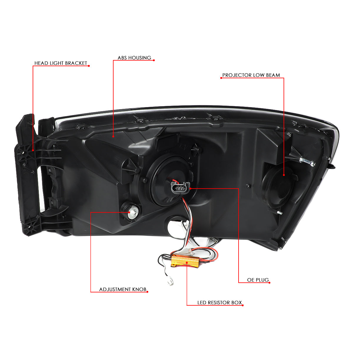 06-09 DODGE RAM LED DRL PROJECTOR HEADLIGHTS BLACK/AMBER SEQUENTIAL SIGNAL