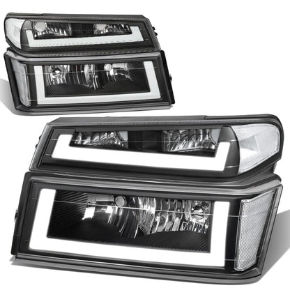 04-12 Chevrolet Colorado LED DRL Headlights Black Housing Clear Corner