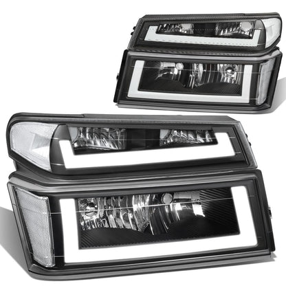 04-12 Chevrolet Colorado LED DRL Headlights Black Housing Clear Corner