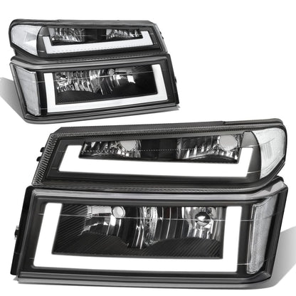 04-12 Chevrolet Colorado LED DRL Headlights Black Housing Clear Corner