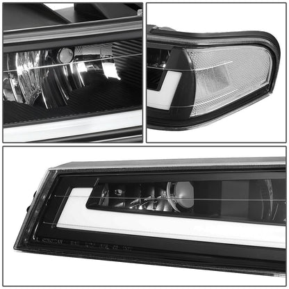 04-12 Chevrolet Colorado LED DRL Headlights Black Housing Clear Corner