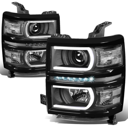 2014-2015 Chevrolet Silverado 1500 LED DRL Headlights - Black Housing