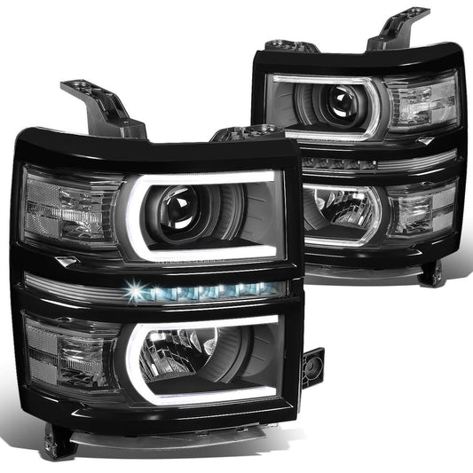2014-2015 Chevrolet Silverado 1500 LED DRL Headlights - Black Housing