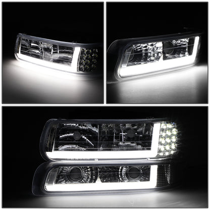 99-02 Chevy TAHOE SUBURBAN Silverado 1500 2500 HD Headlight & Bumper Lamps Chrome