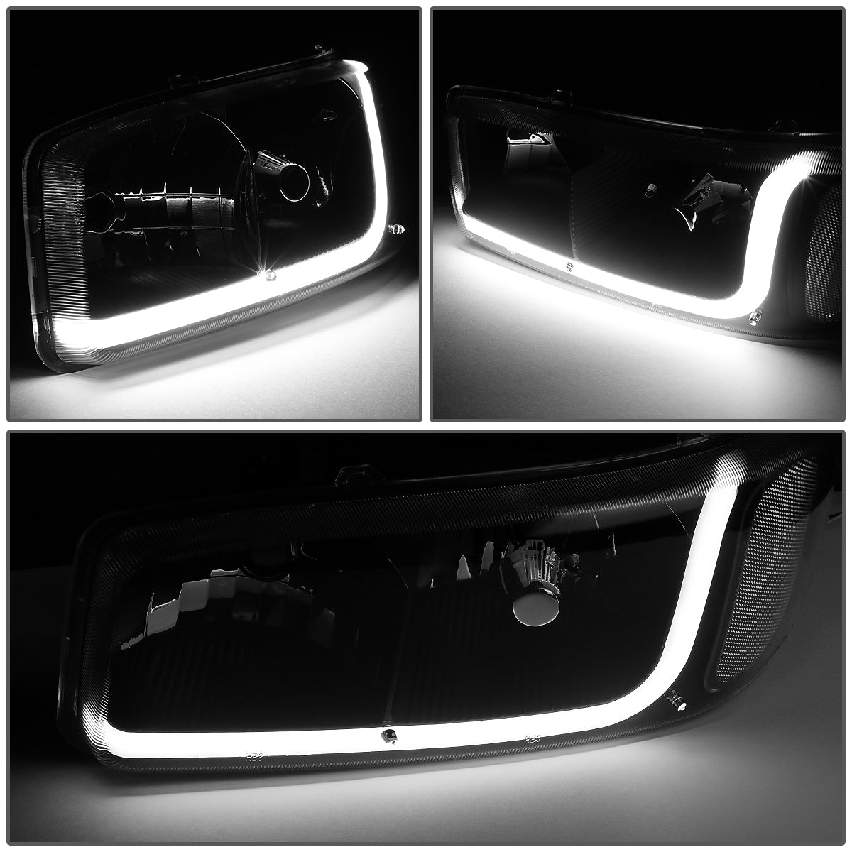 01-07 GMC SIERRA/YUKON DENALI LED DRL BLACK CLEAR HEADLIGHTS & BUMPER LAMPS