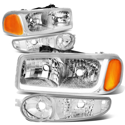 01-07 GMC Sierra/Yukon LED DRL Headlights 4PC Chrome Housing