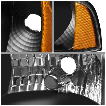 94-02 Dodge Ram LED DRL Headlights - Black Housing Amber Corner