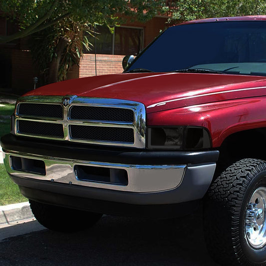 94-02 DODGE RAM 1500 2500 3500 HEADLIGHT LAMPS BLACK/SMOKED