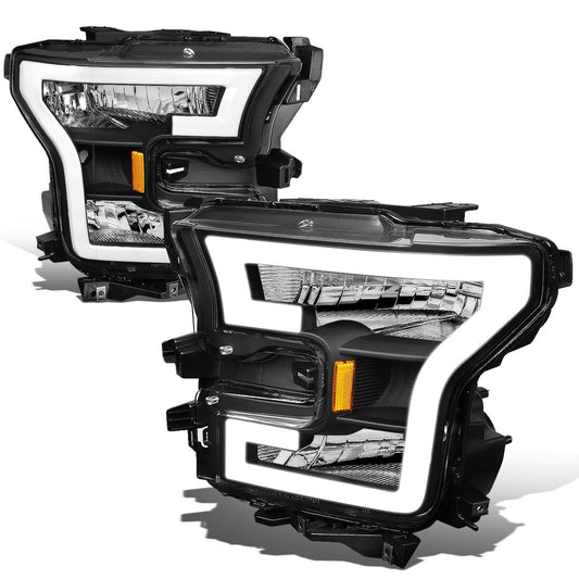 2015-2017 Ford F-150 LED DRL Headlights - Black Housing